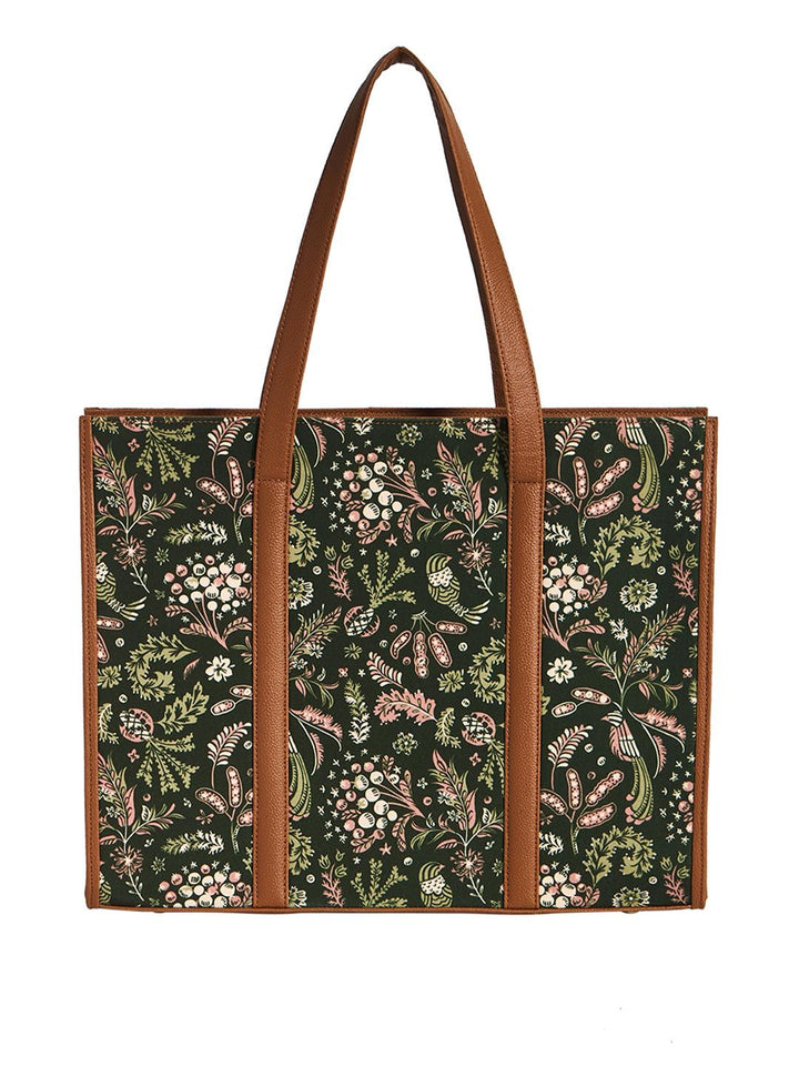 TEAL BY CHUMBAK Printed Shopper Handheld Bag with Fringed