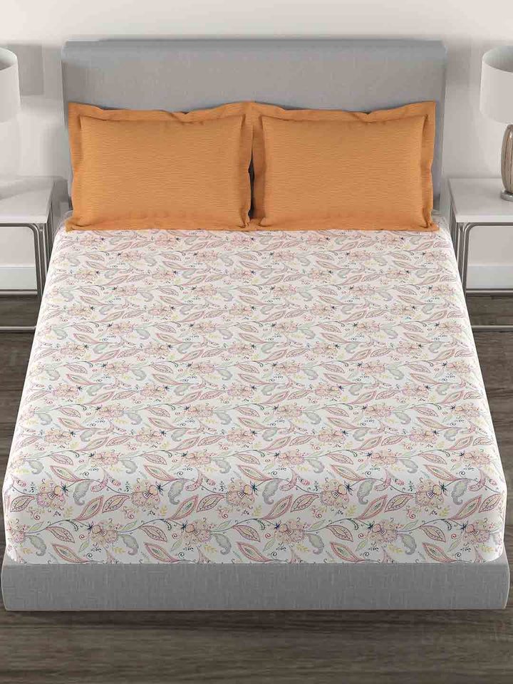 TRIDENT Vivid Caramel HE Flat 144TC Queen Cotton Bedsheet Set