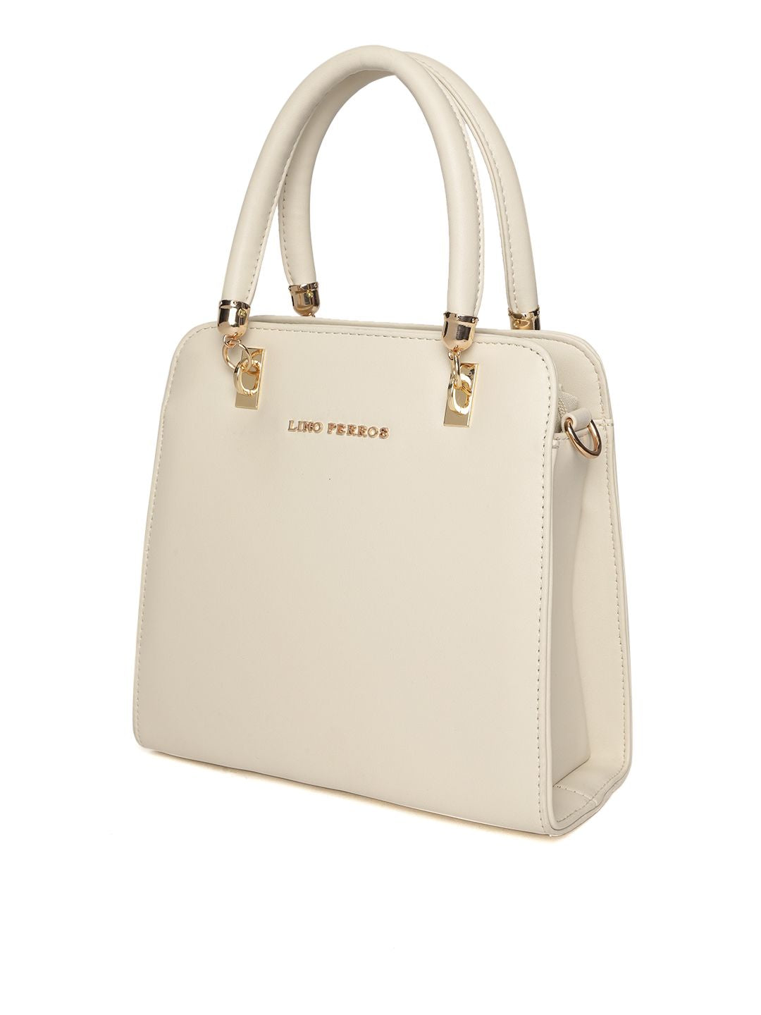 Lino Perros Off-White Solid Handheld Bag with Detachable Sling Strap