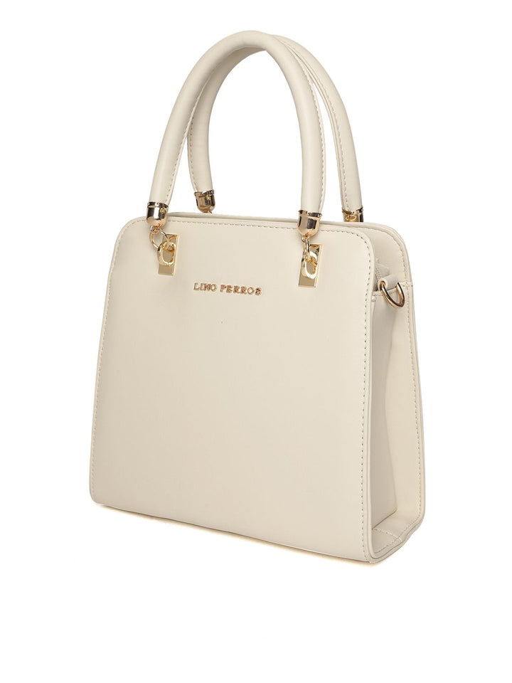 Lino Perros Off-White Solid Handheld Bag with Detachable Sling Strap