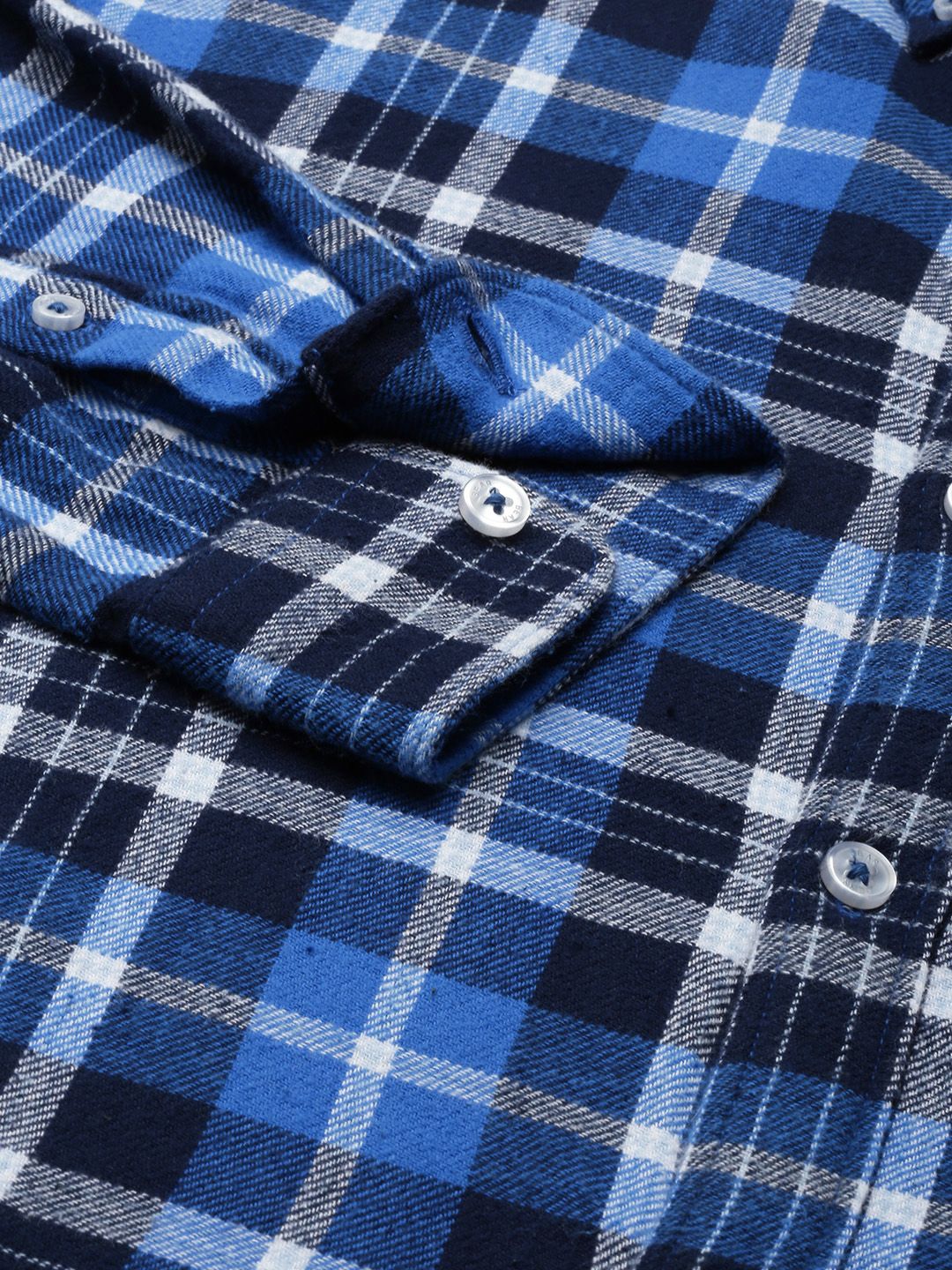 THE BEAR HOUSE Men Blue Slim Fit Opaque Checked Casual Shirt
