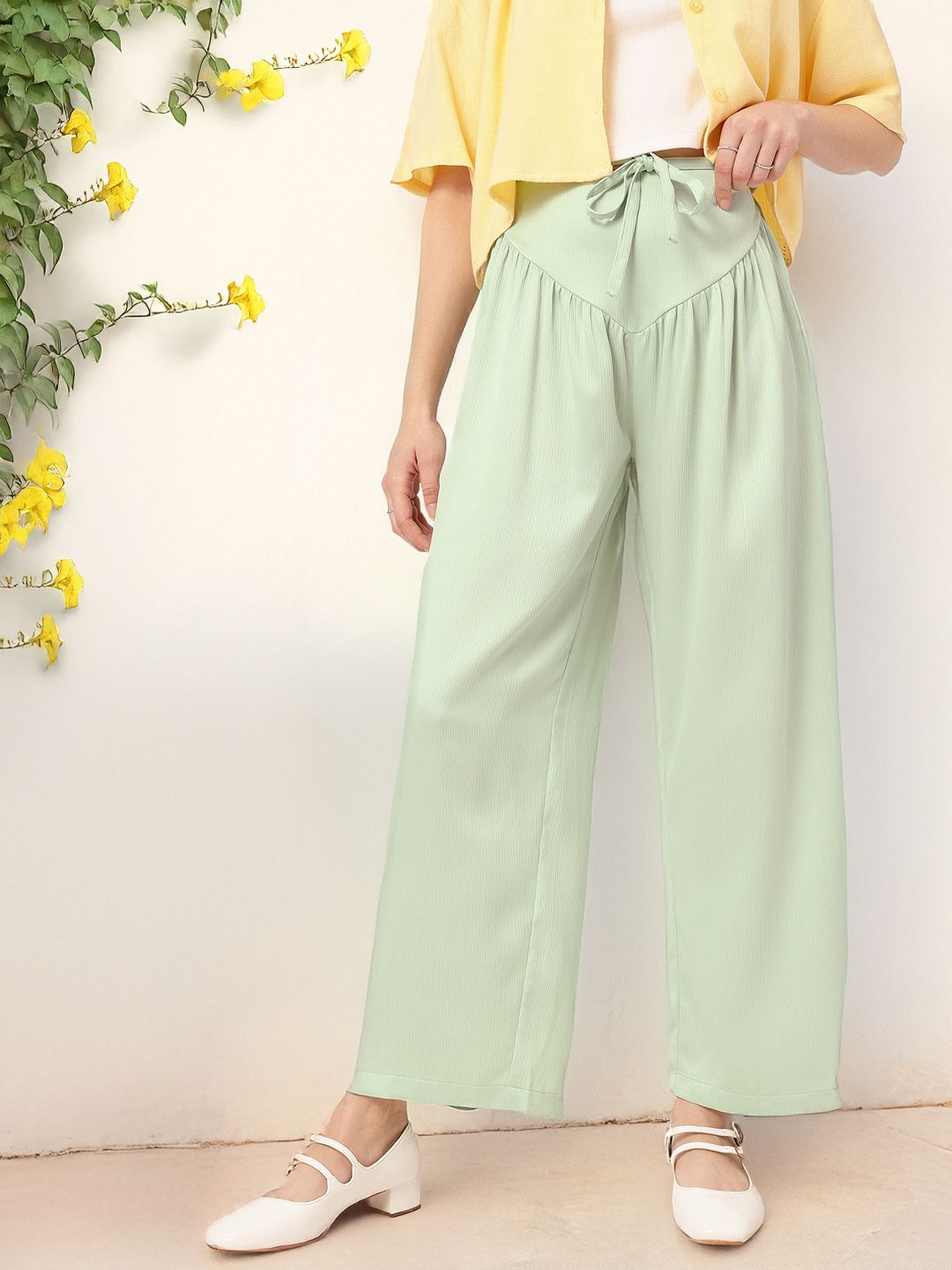 DressBerry Women Tender Touch Textured Trousers