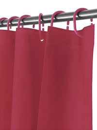 Story@home Maroon & White Shower Curtains With 12 Rings