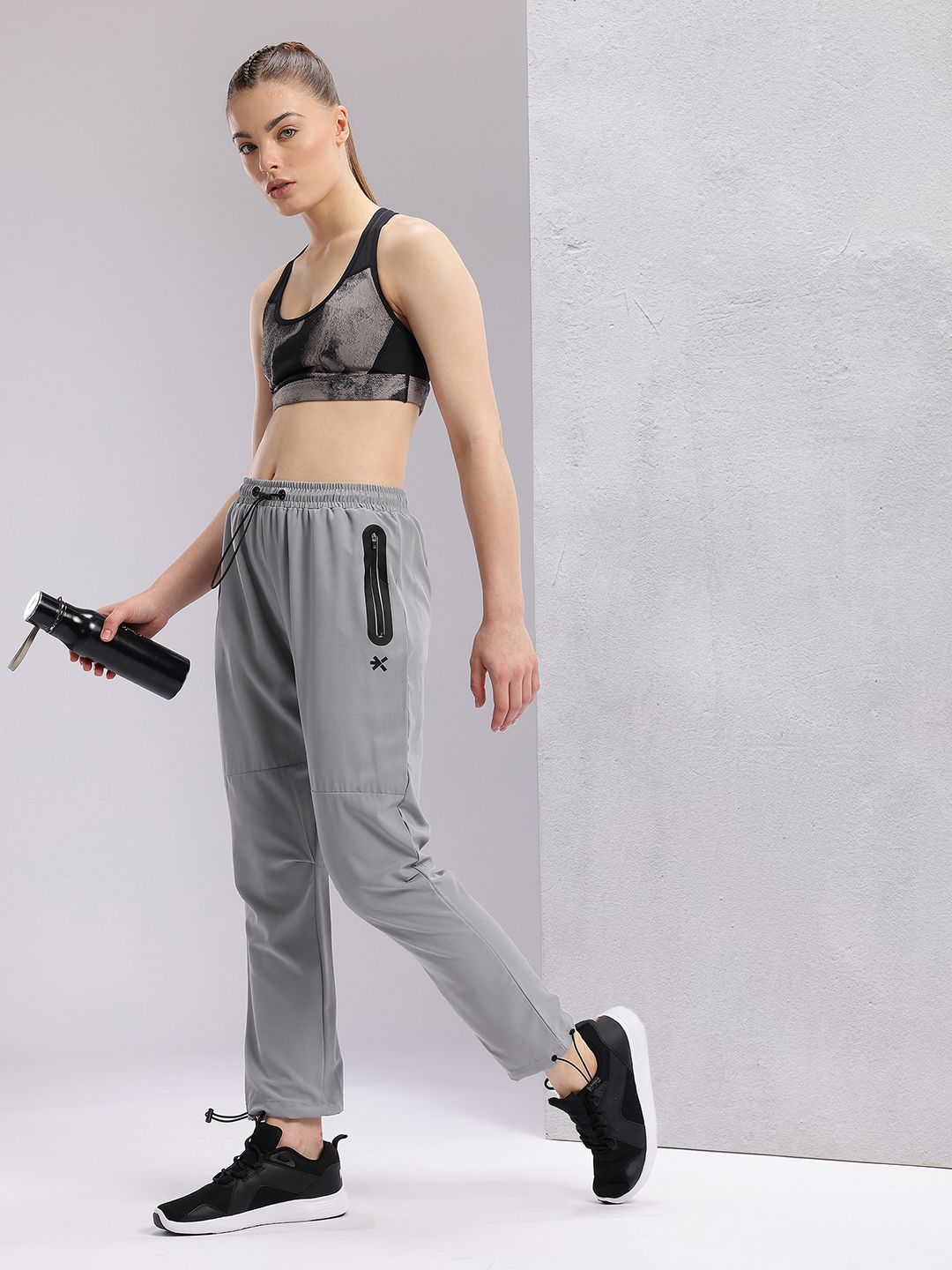 HRX by Hrithik Roshan Women Cropped Running Track Pants with Toggle Hem