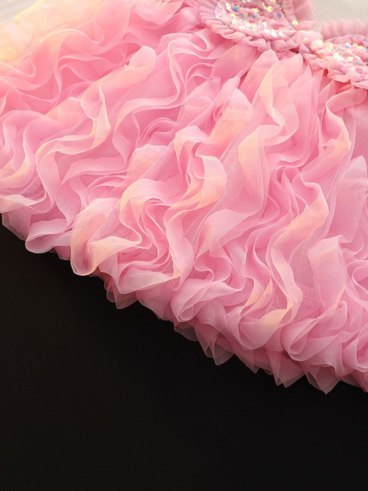 YK Floral Girls Bow Detail Fit & Flare Dress