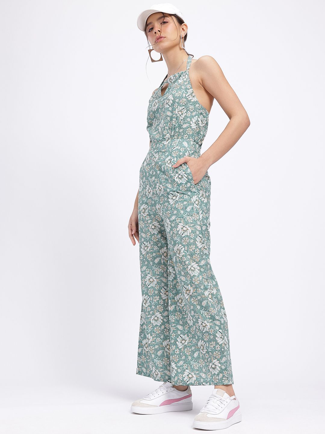 DressBerry Floral Glam Halter Neck Basic Jumpsuit