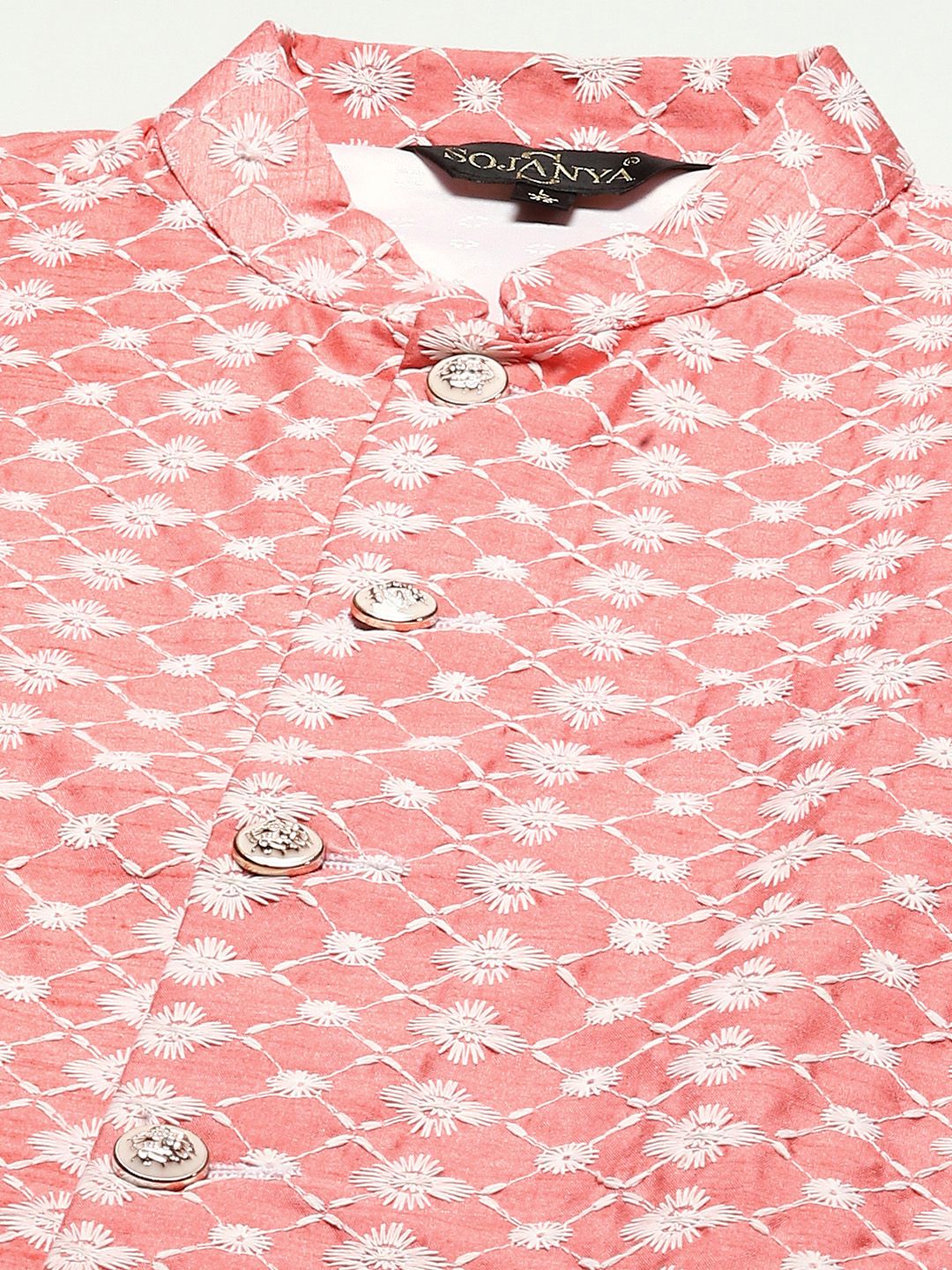 SOJANYA Men Woven Design Kurta with Churidar with Nehru Jacket