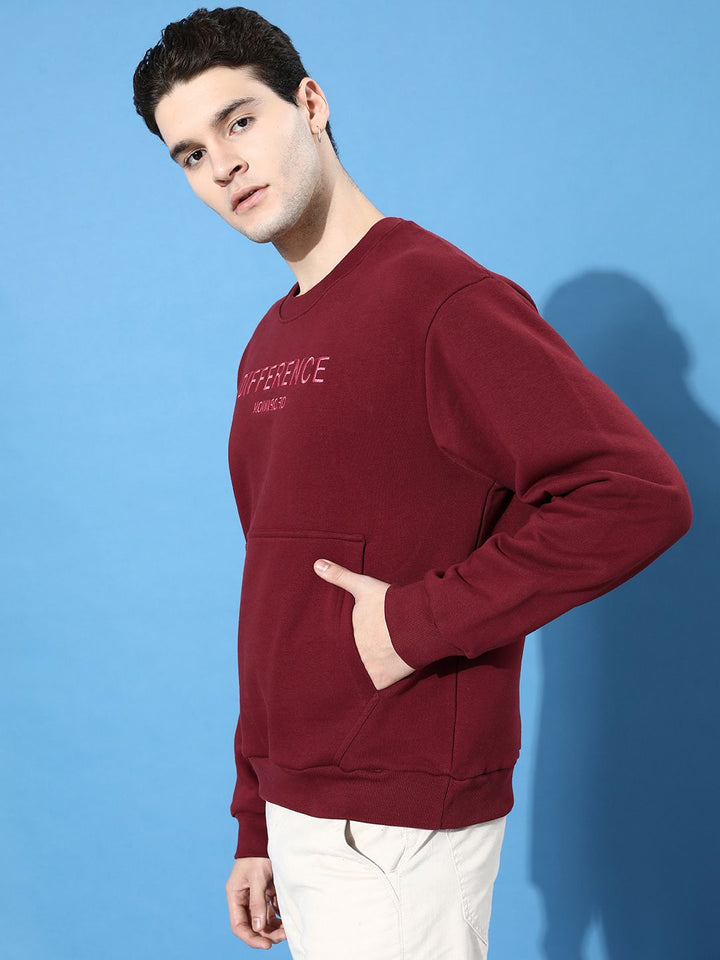 Difference of Opinion Men Embroidered Oversized Fleece Sweatshirt