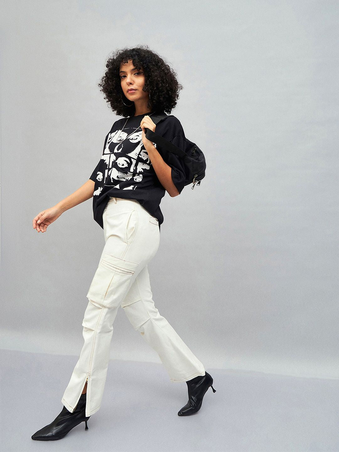 SASSAFRAS Retro Photographic Printed Drop-Shoulder Oversized Pure Cotton T-shirt