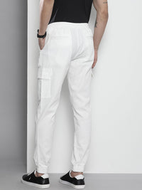 The Indian Garage Co Men White Slim Fit Cotton Joggers