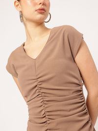 Dressberry Ruche Chic V-Neck Sheath Dress
