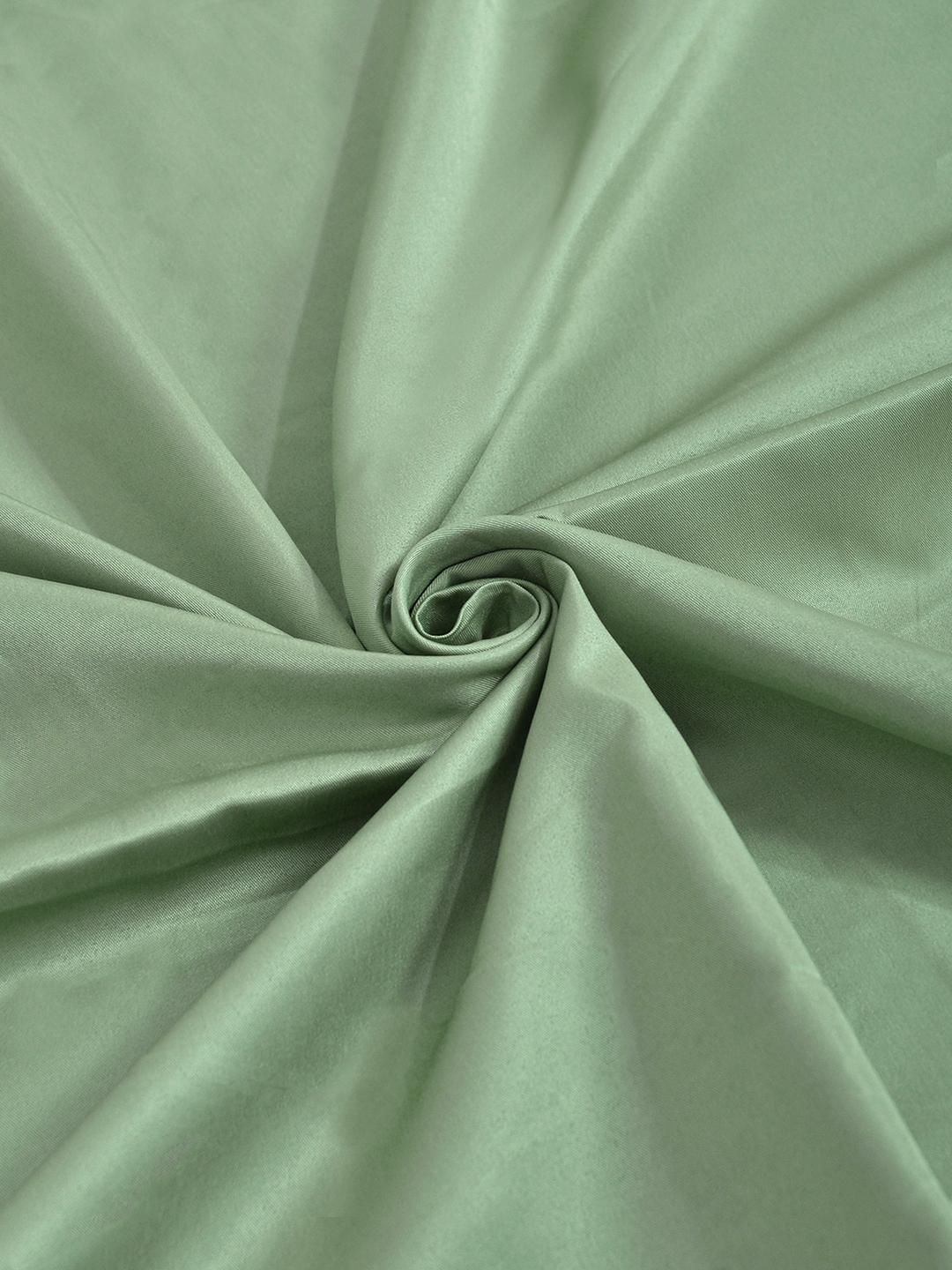 KLOTTHE Olive Green Flat 400TC Satin Super King Bedsheet With 2 Pillow Covers & 2 Cushion Covers