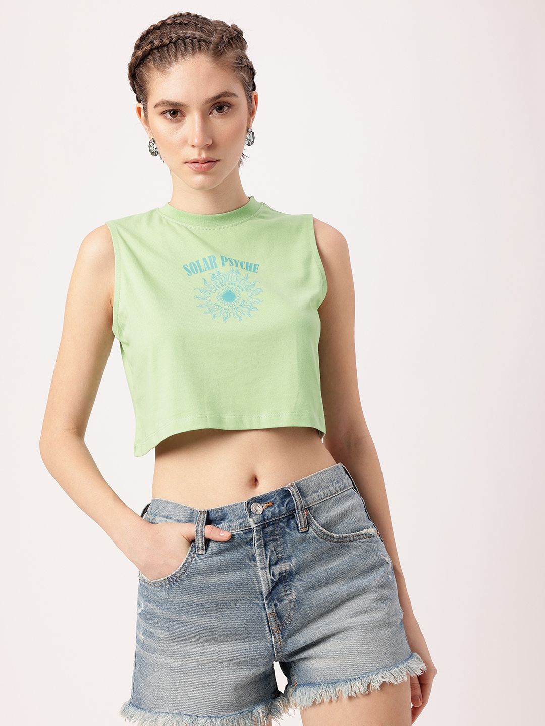 DressBerry Psyche Of The Sun, Grunge Of The Street Printed Crop T-shirt