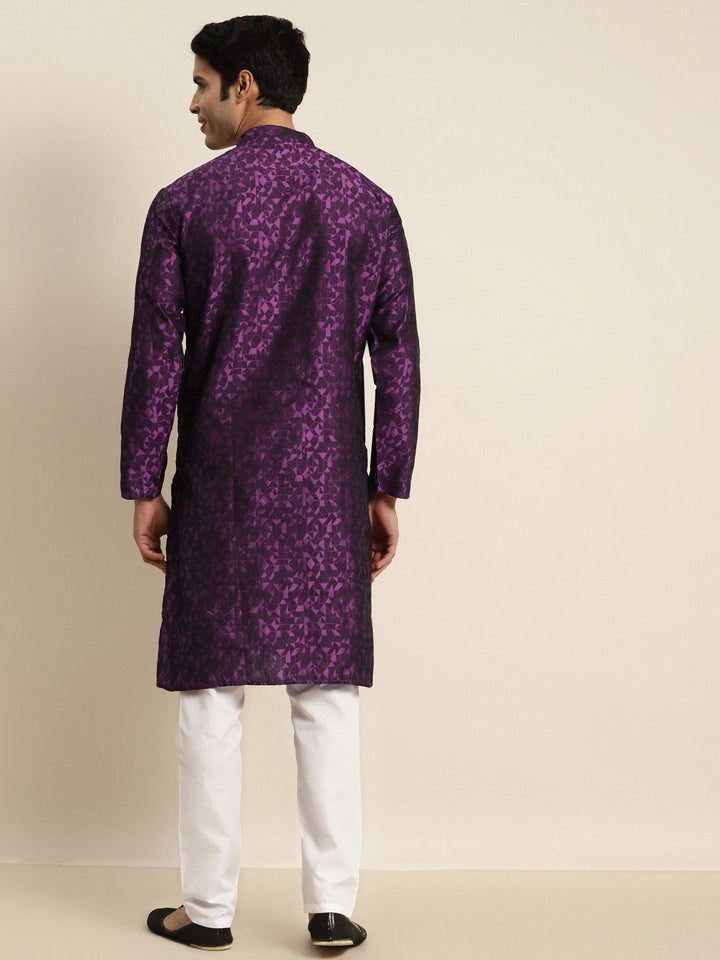 SOJANYA Men Silk Blend Woven Design Kurta
