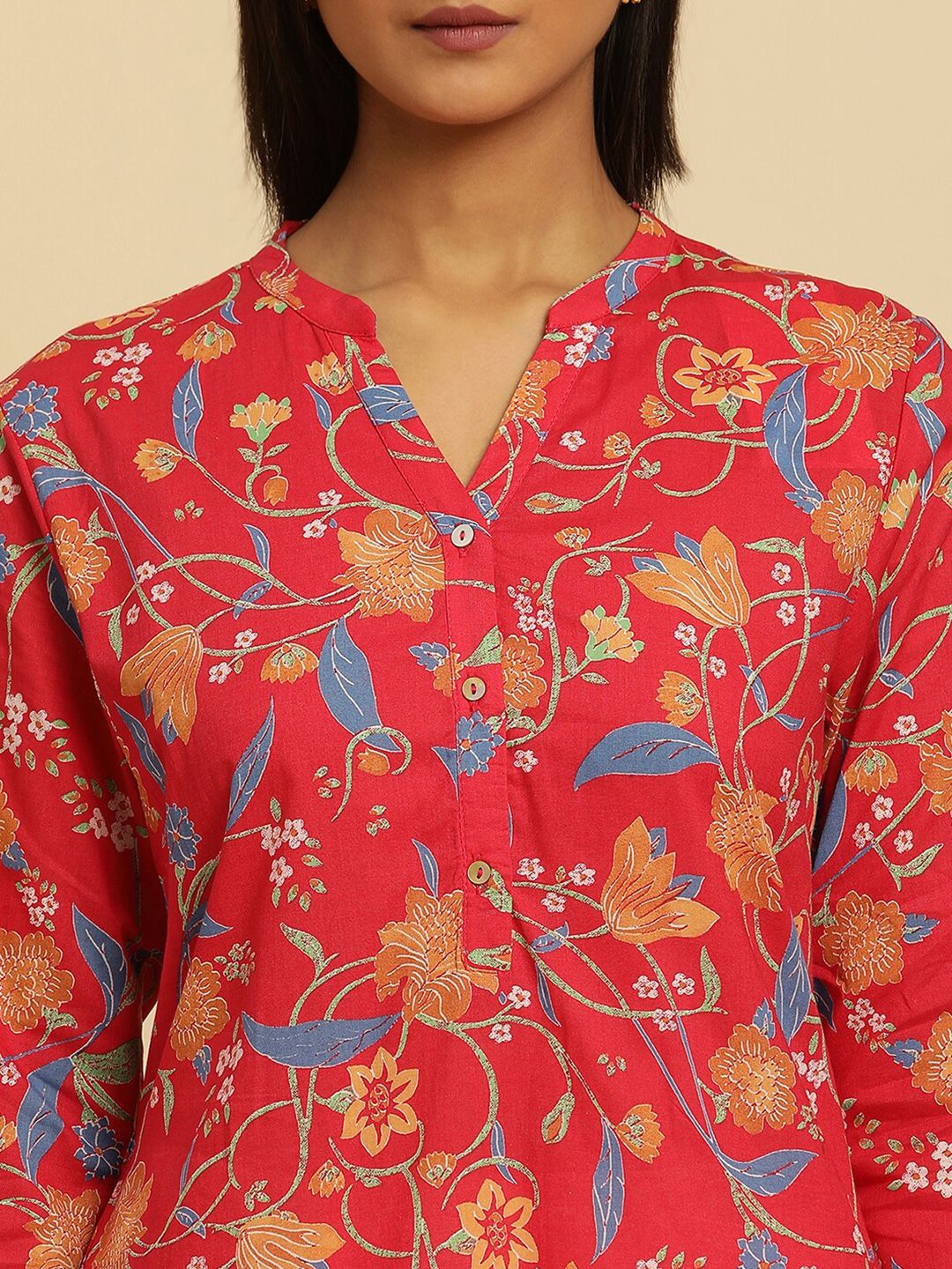 W Floral Printed Cotton Kurta