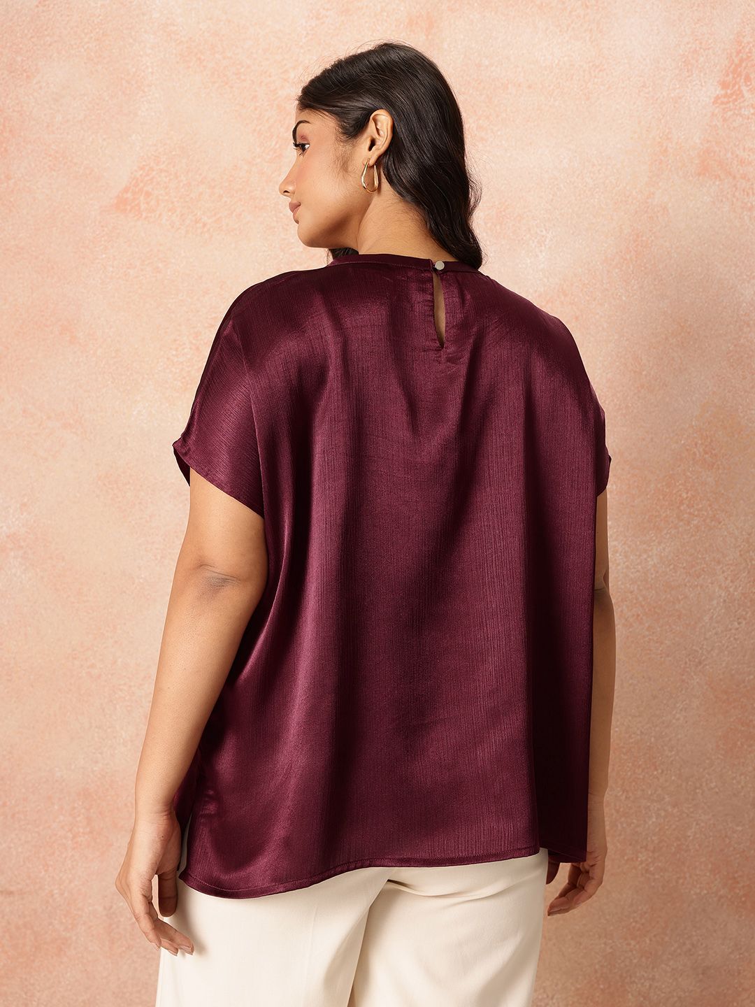 all about you Plus Size Extended Sleeves Sheen Satin-Finish Top
