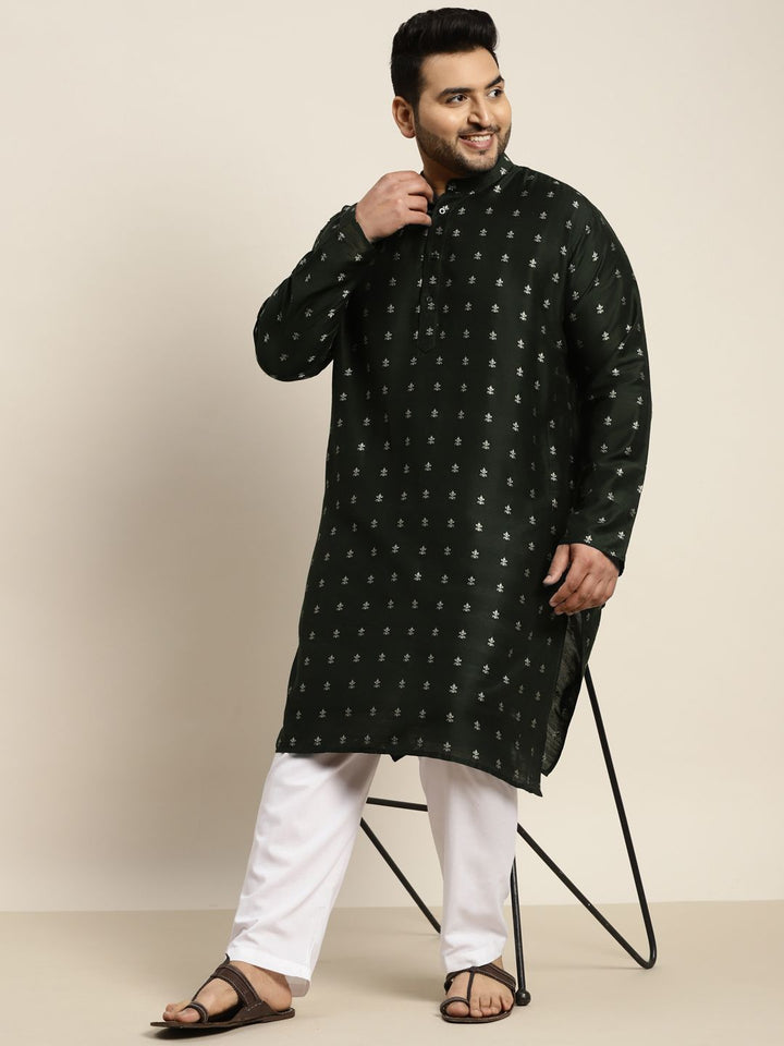 SOJANYA PLUS Men Dark Green Material: 80% Cotton, 20% Silk Machine-wash