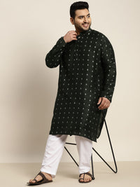 SOJANYA PLUS Men Dark Green Material: 80% Cotton, 20% Silk Machine-wash