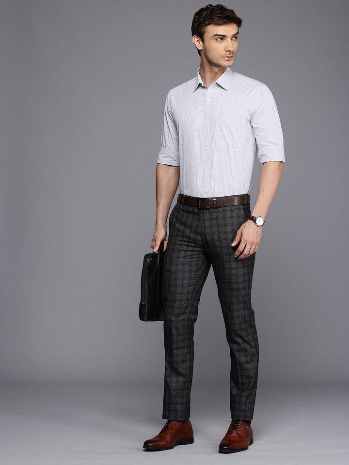 Raymond Slim Fit Geometric Self Design Pure Cotton Formal Shirt