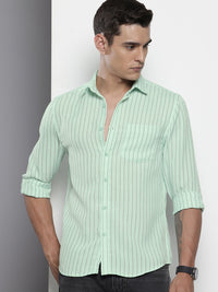 The Indian Garage Co Slim Fit Opaque Striped Casual Shirt