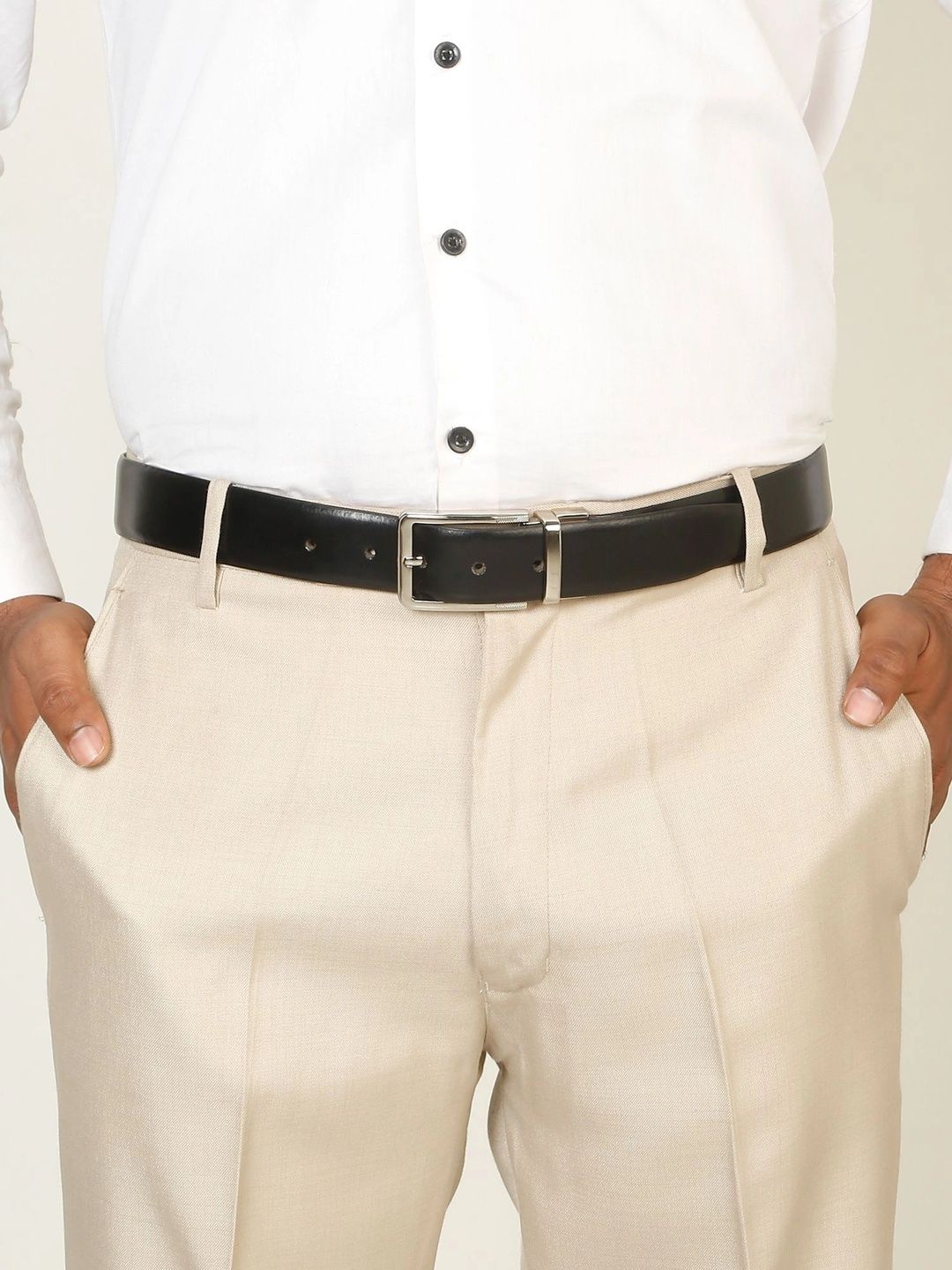 Teakwood Leathers Men Leather Reversible Formal Belt