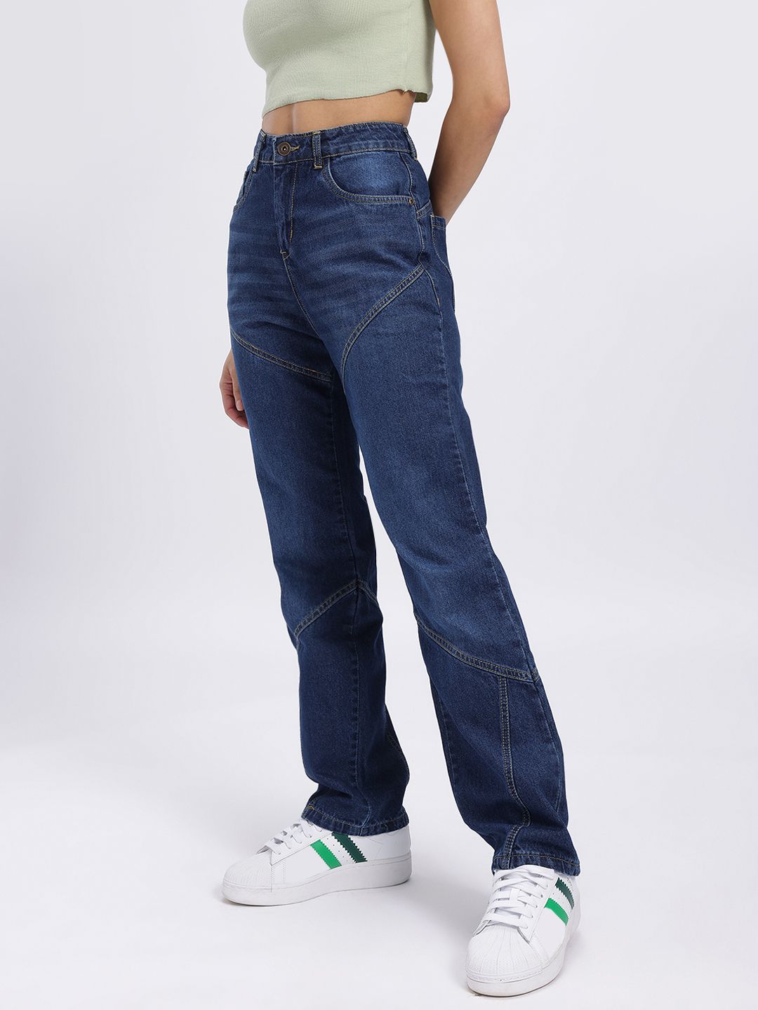 DressBerry Women Panelled Mid-Rise Regular Fit Jeans