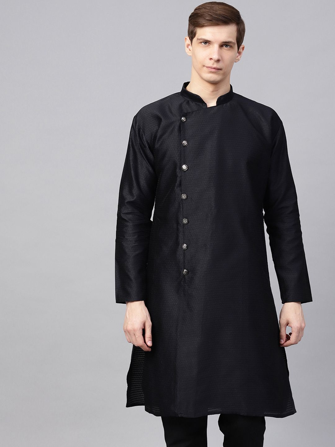 SOJANYA Lelaki Hitam Solid Kurta Lurus