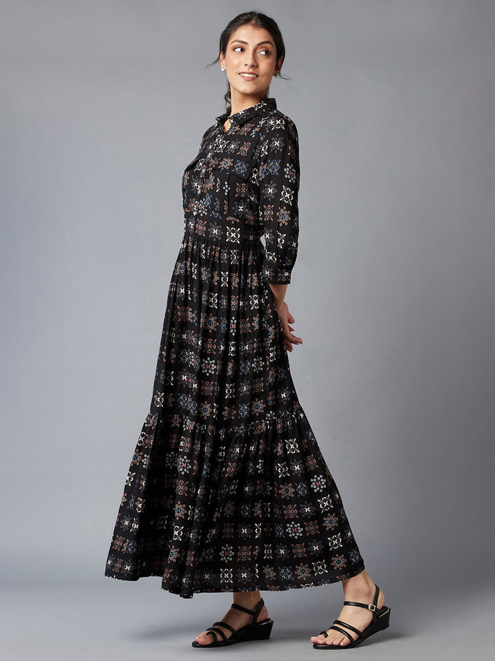 W Black Floral Maxi Dress