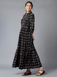 W Black Floral Maxi Dress