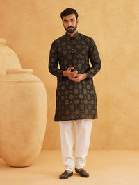 SOJANYA Floral Printed Kolar Mandarin Lengan Panjang Kurta Lurus