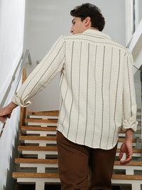 Campus Sutra Men Comfort Fit Textured Spread Collar Cotton Casual Shirt