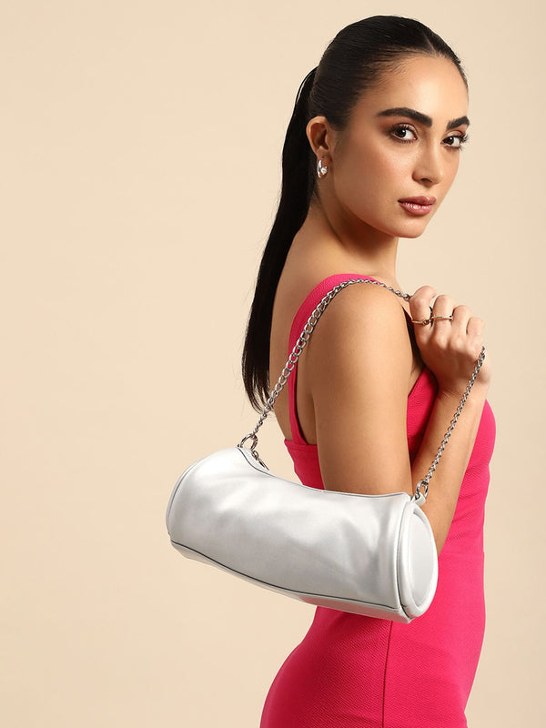 DressBerry Baguette Shoulder Bag with Chain Strap