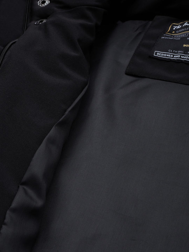 The Indian Garage Co Men Typographic Print Slim Fit Puffer Jacket with Detachable Hood