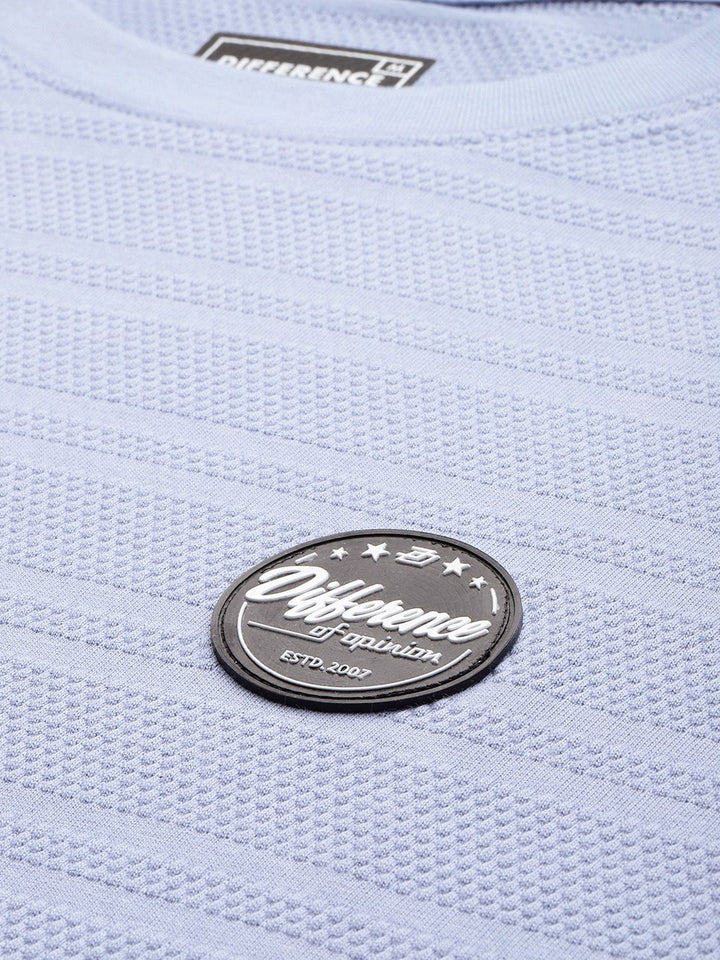 Difference of Opinion Men Self Design Applique Oversized T-shirt