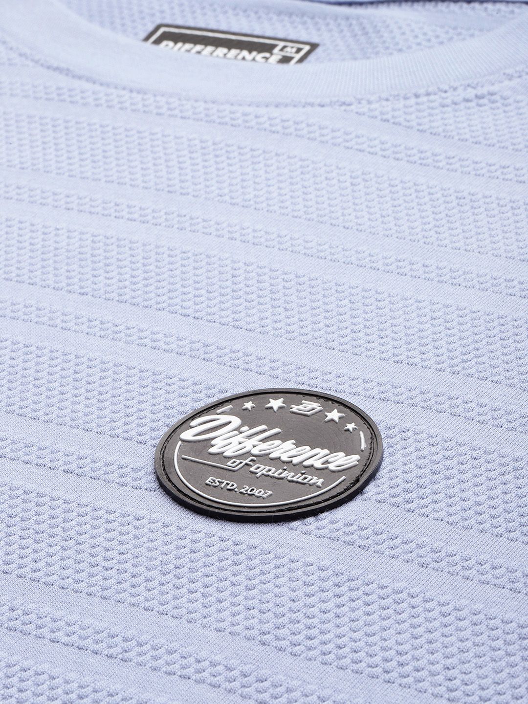 Difference of Opinion Men Self Design Applique Oversized T-shirt