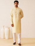 SOJANYA Geometric Woven Design Mandarin Collar Zari Cotton Straight Kurta