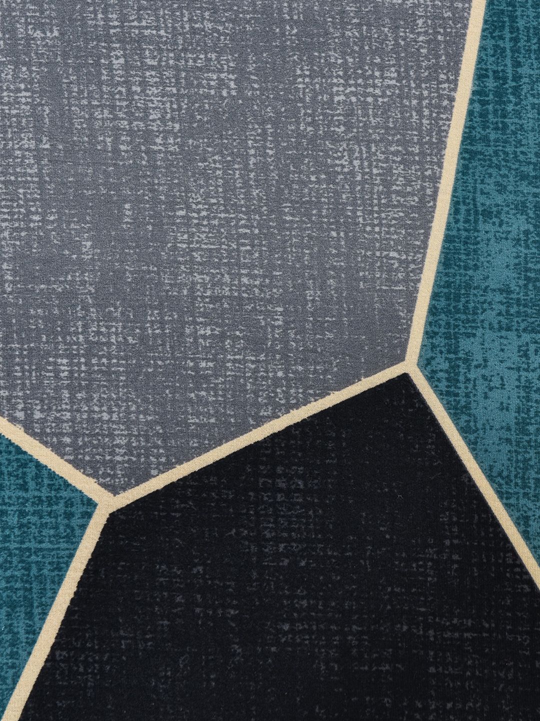 Story@home Blue & Black Printed 1 Seater Stretchable Sofa Cover With Arms