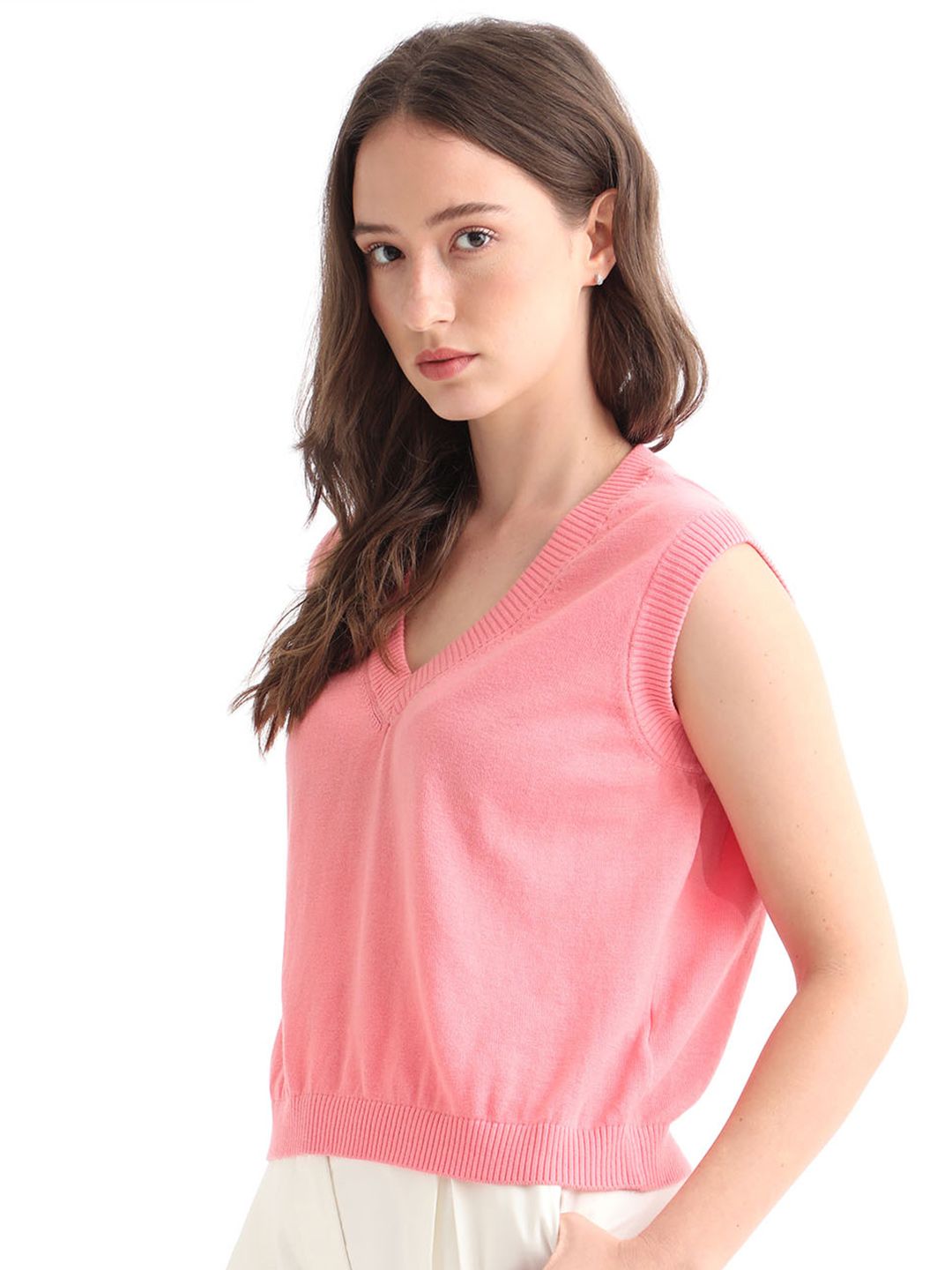 RAREISM Women Pink Sweater Vest