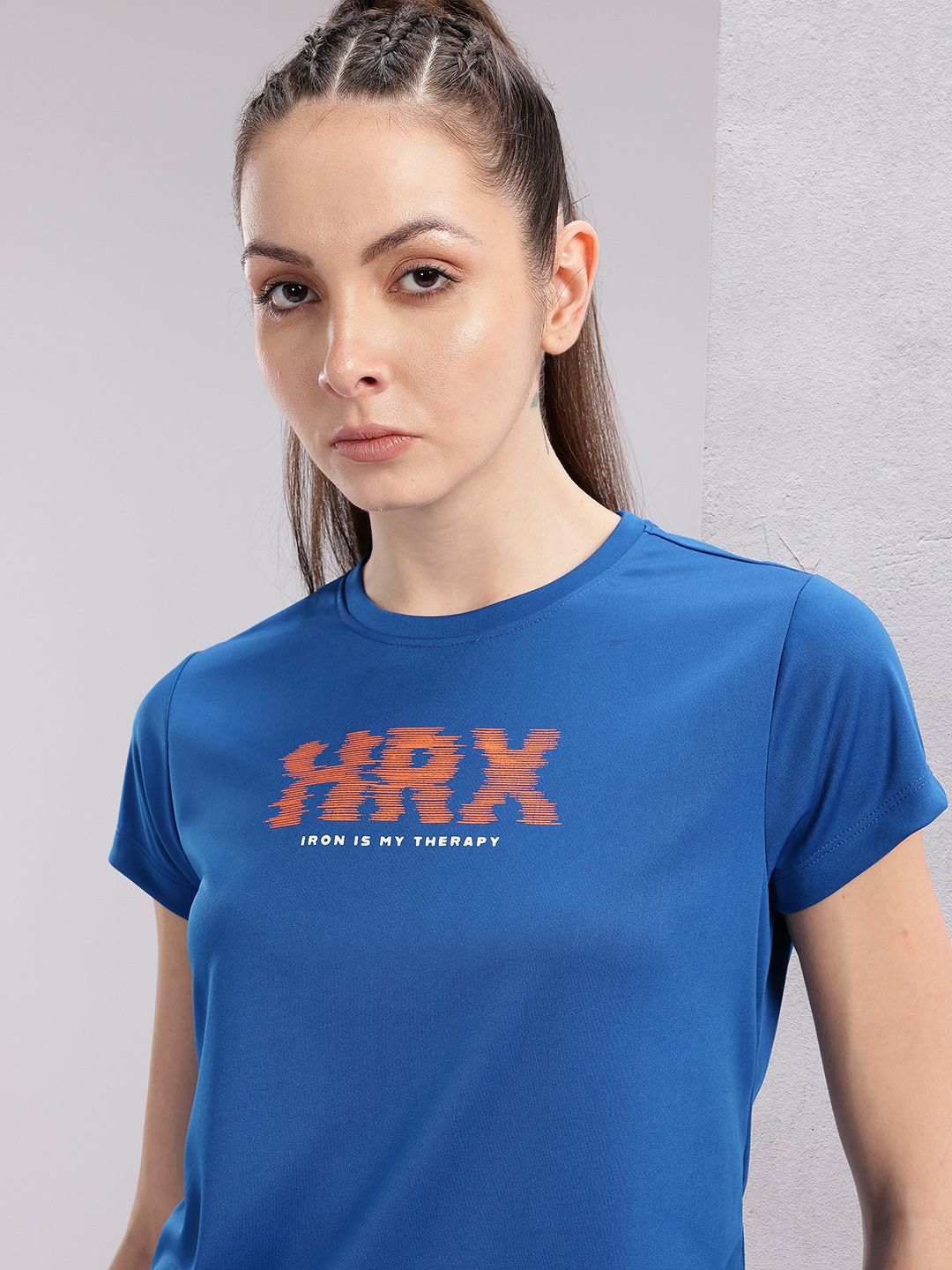 HRX by Hrithik Roshan Couple Collection Brand Logo Printed Rapid-Dry Training T-shirt