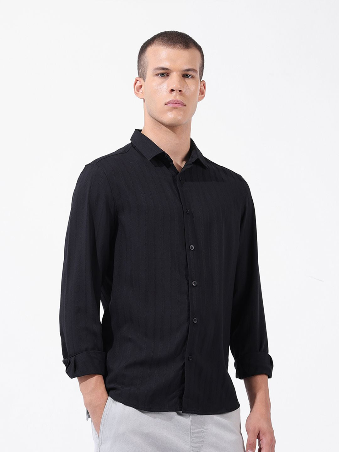 The Indian Garage Co Men Regular Fit Textured Resort Wear Shirt