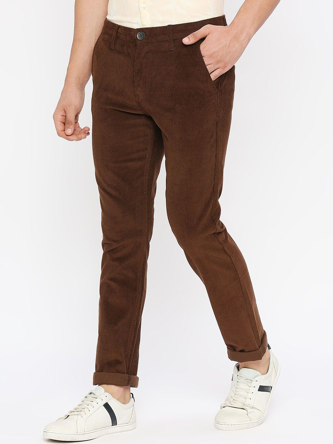 SPYKAR Men Self Design Slim Fit Trousers