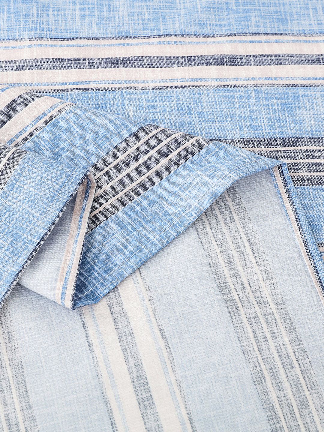 Story@home Aviator Blue 240 TC Cotton Striped King Bedsheet with 2 Pillow Covers