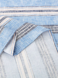 Story@home Aviator Blue 240 TC Cotton Striped King Bedsheet with 2 Pillow Covers