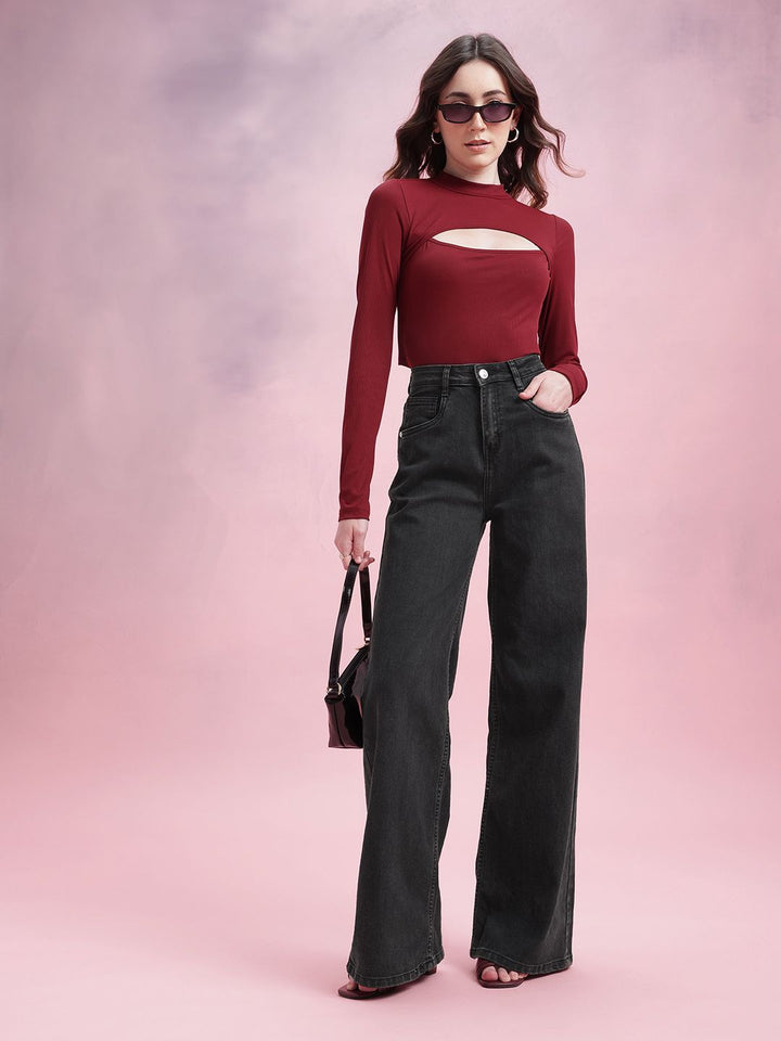 DressBerry Women Mid-Rise Wide Leg Stretchable Jeans