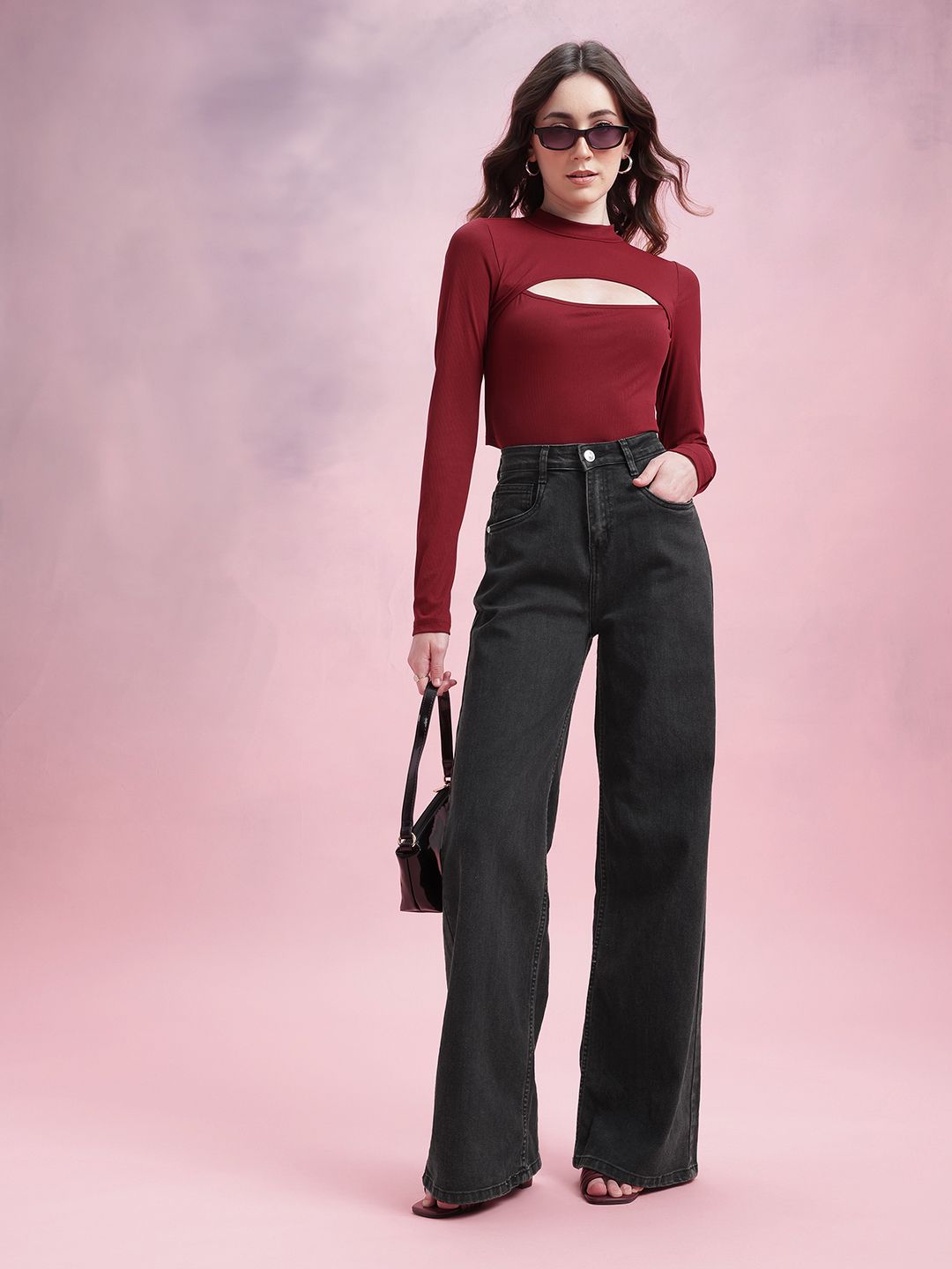 DressBerry Women Mid-Rise Wide Leg Stretchable Jeans