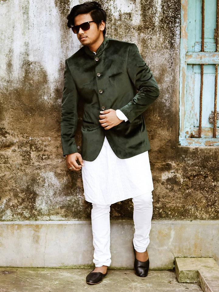 Jompers Men White Solid Kurta with Pyjamas