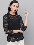 STREET 9 Women Black Self Design Top