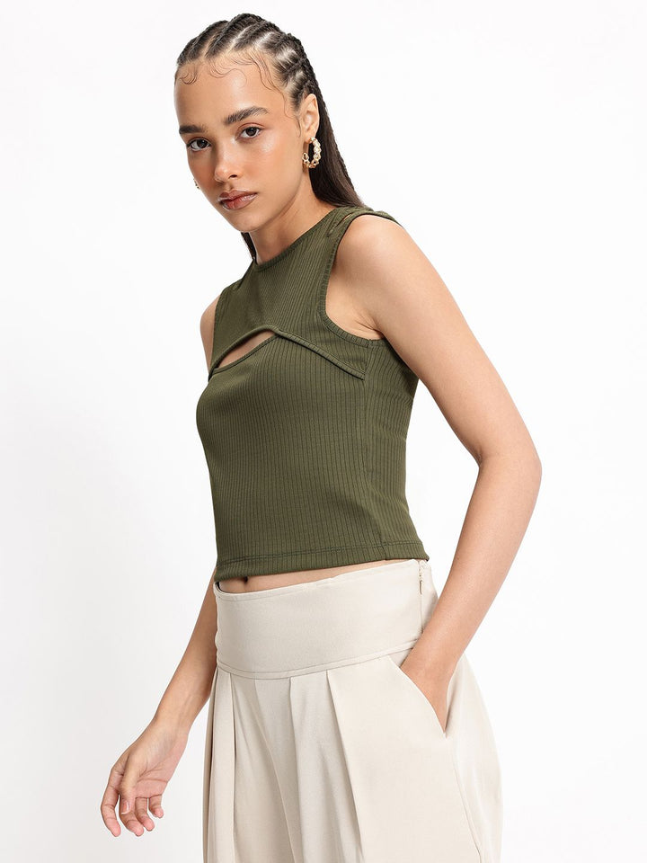 DressBerry Cutout Contour Ribbed Top