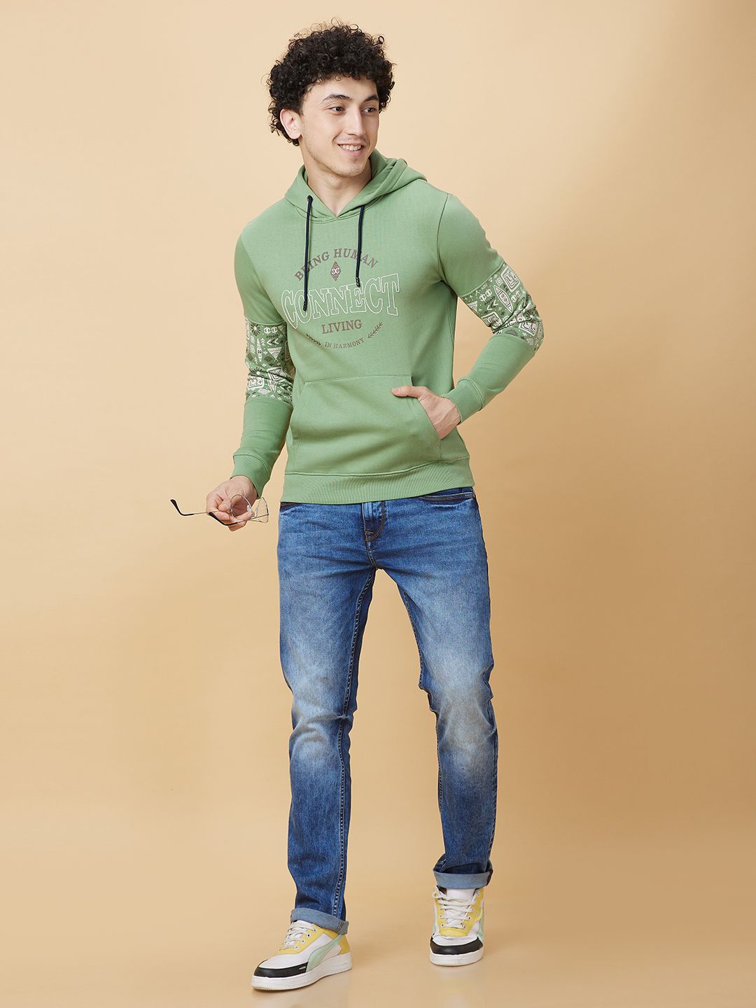 Being Human Printed Hooded Sweatshirt