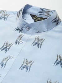 Anug by SOJANYA Men Blue Mandarin Collar Pure Cotton Kurta